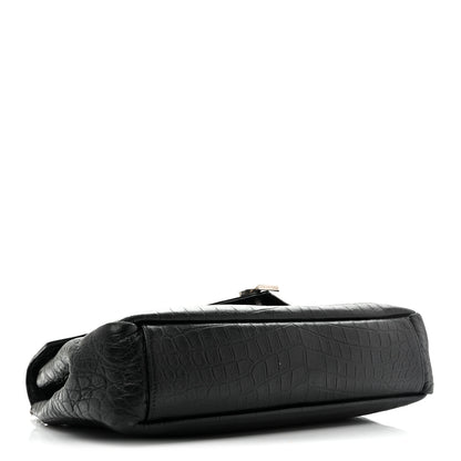 Saint Laurent Calfskin Crocodile Embossed Monogram Large College Satchel Black 4 of 14