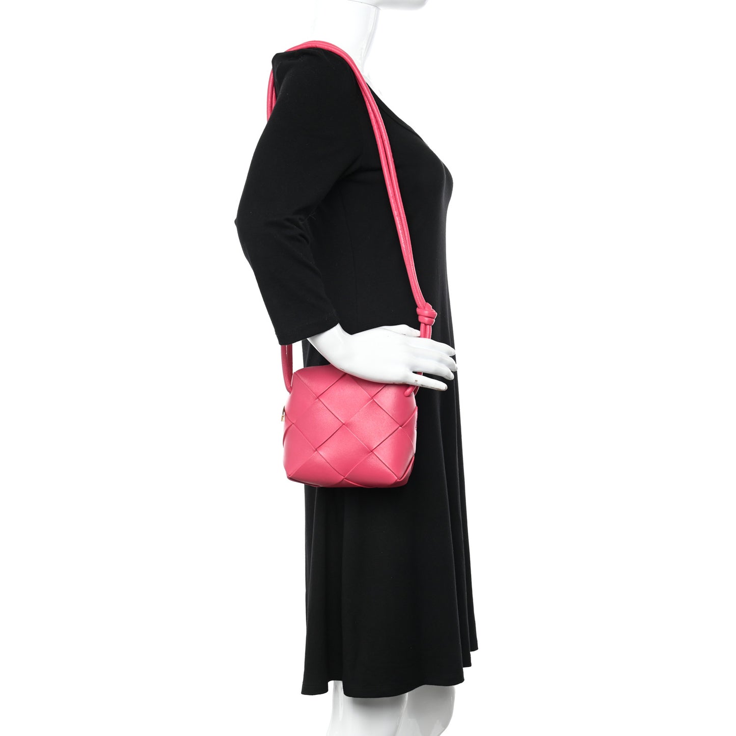 Lambskin Maxi Intrecciato Mini Cassette Camera Bag Cranberry