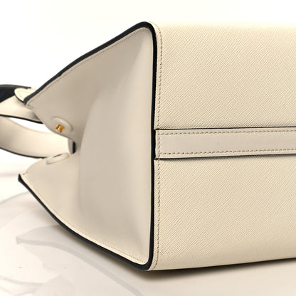 Prada Saffiano City Calfskin Greche Paradigme Bag White Black 9 of 15