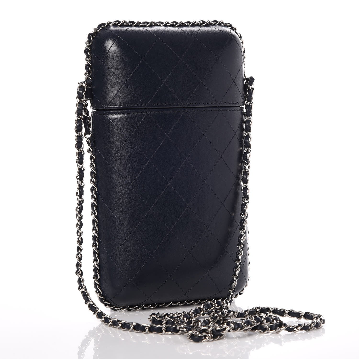 Chanel Lambskin Quilted Chain Around Phone Holder Navy 5 of 13