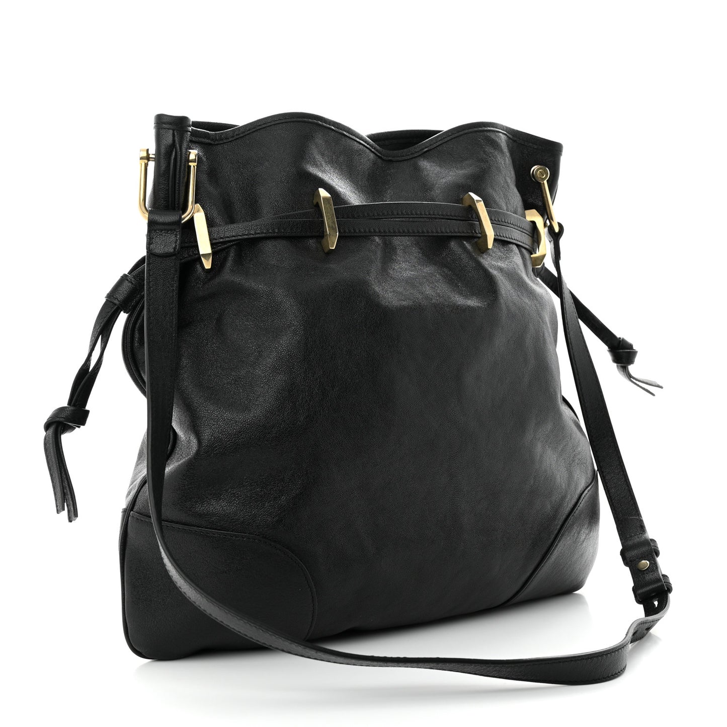 Sakai Calfskin Horsebit 1955 Cinch Top Messenger Bag Black
