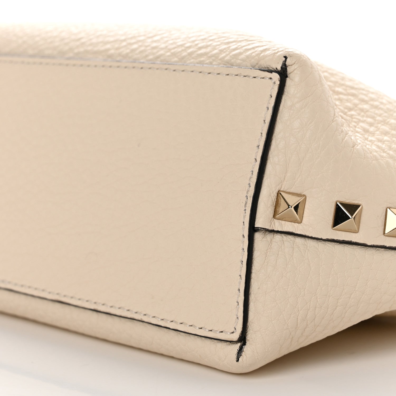 Valentino Garavani Grained Calfskin Small Rockstud Flip Lock Tote Light Ivory Rubino 10 of 12