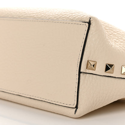 Valentino Garavani Grained Calfskin Small Rockstud Flip Lock Tote Light Ivory Rubino 10 of 12