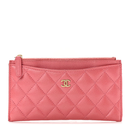 Chanel Iridescent Caviar Quilted Classic Zip Pouch Pink 1 of 9