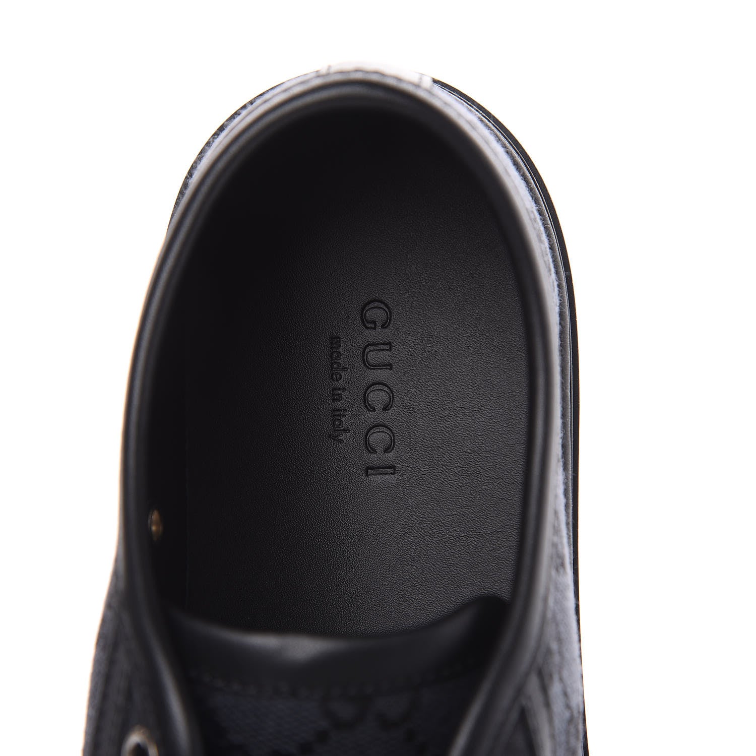 Gucci GG Monogram Calfskin Womens Low Top Sneakers 37 Piombo Black 6 of 10