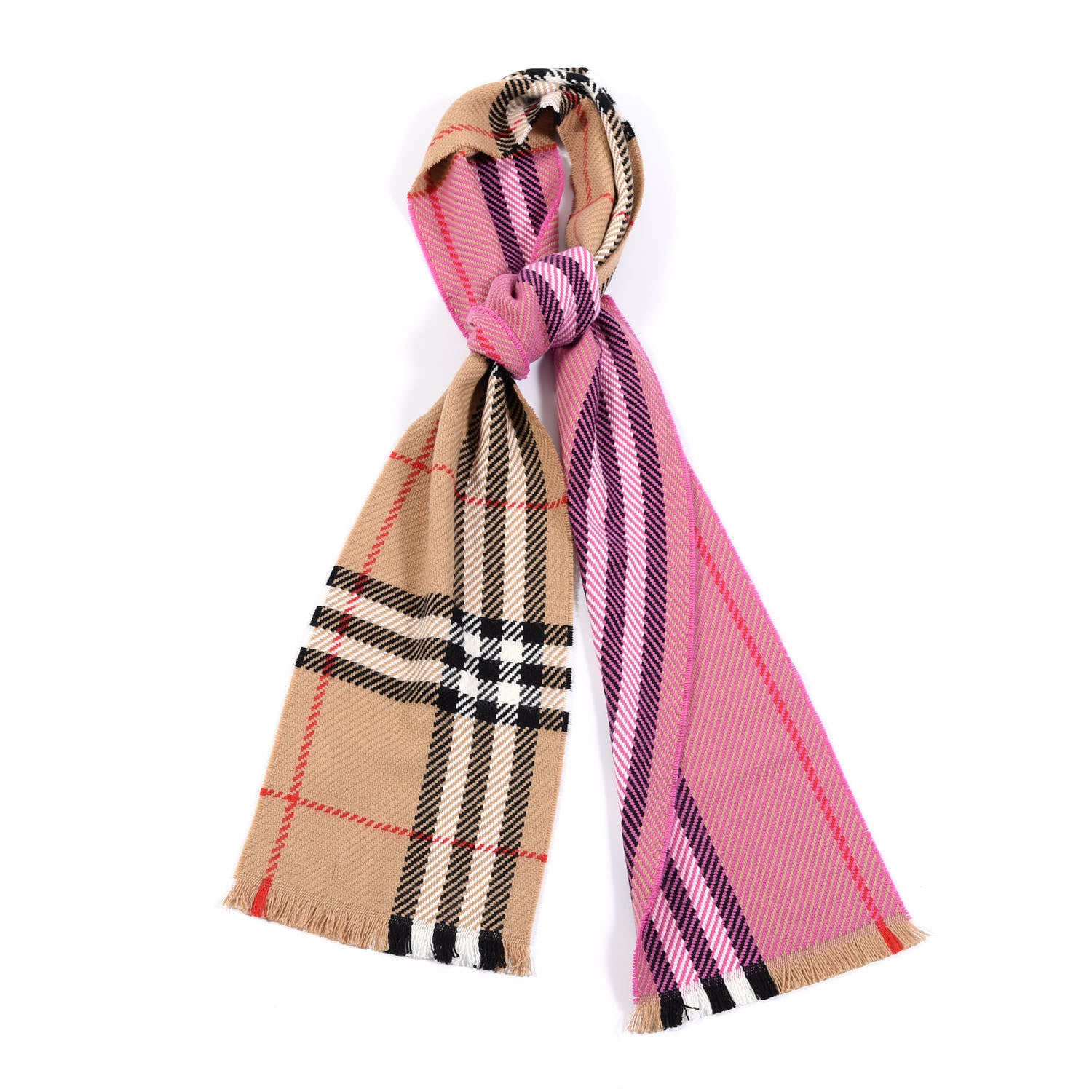 Burberry Wool Giant Check Scarf Camel Pink 1 of 3