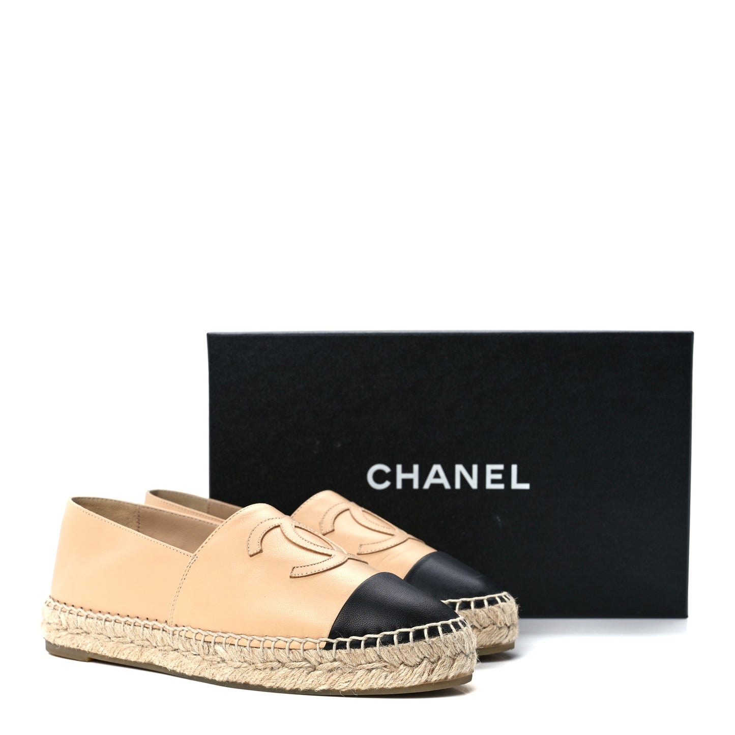 Lambskin CC Espadrilles 37 Beige Black