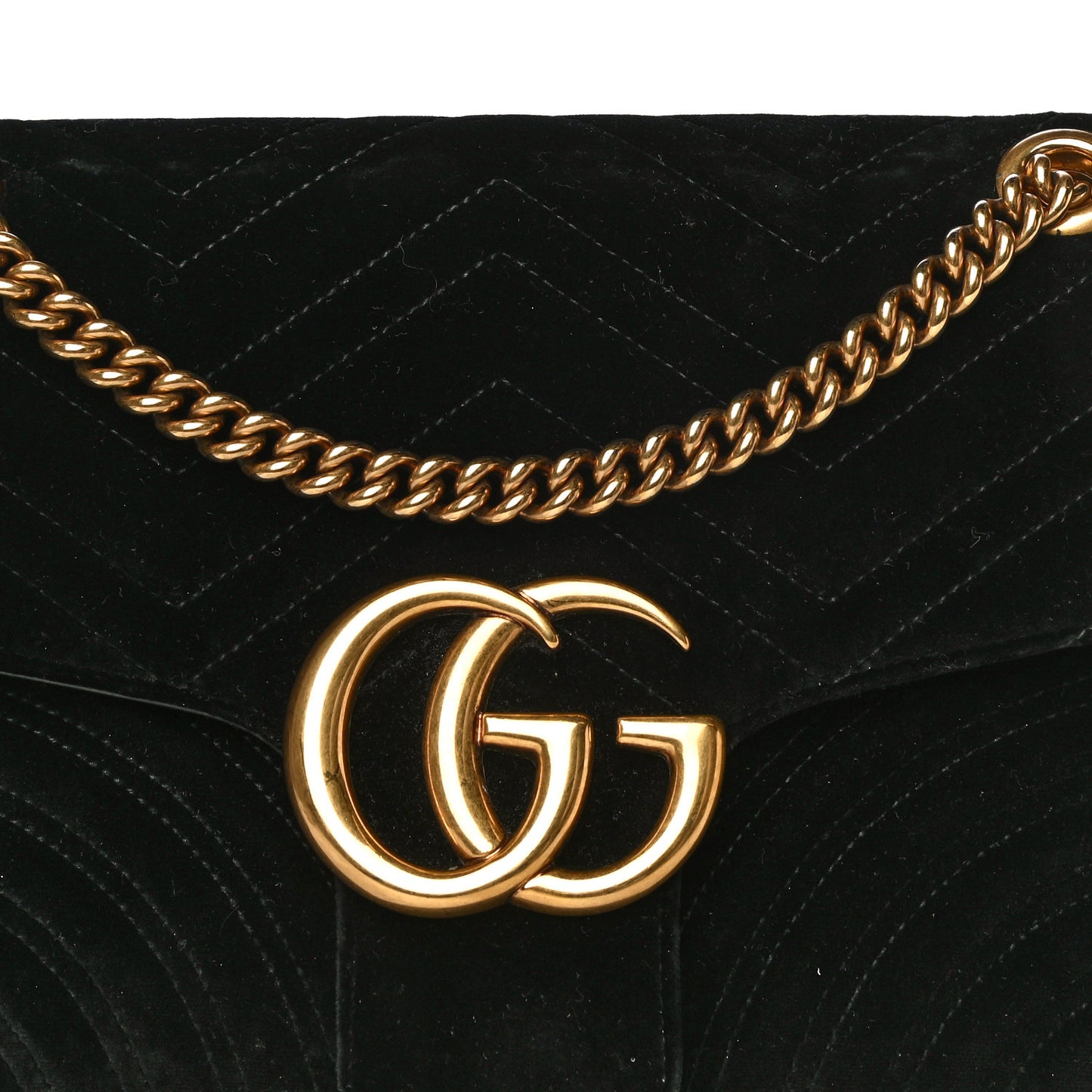 Velvet Matelasse Medium GG Marmont Shoulder Bag Black