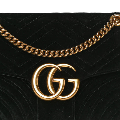 Gucci Velvet Matelasse Medium GG Marmont Shoulder Bag Black 7 of 24