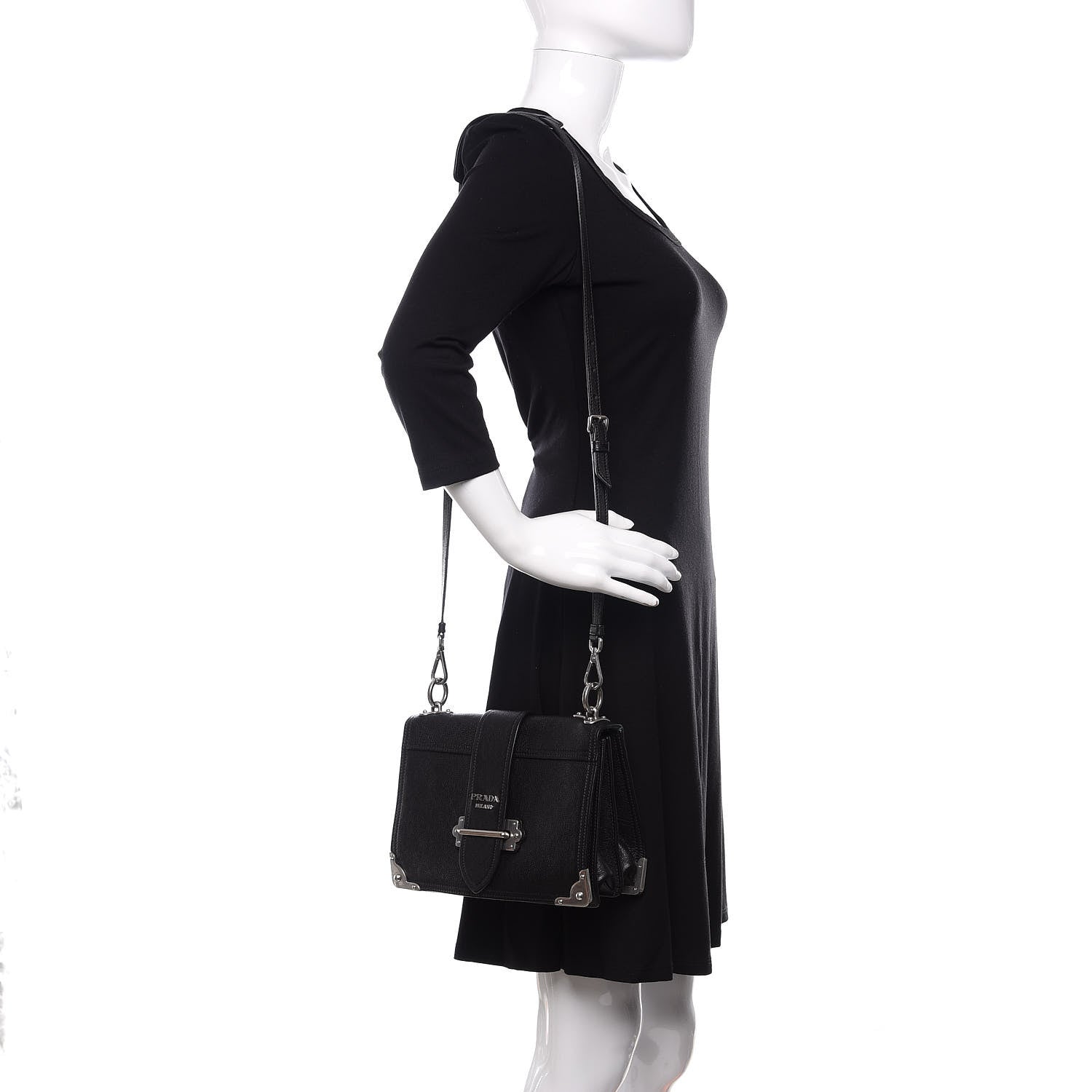 Prada Glace Calf Large Soft Cahier Bag Black Astrale 3 of 11
