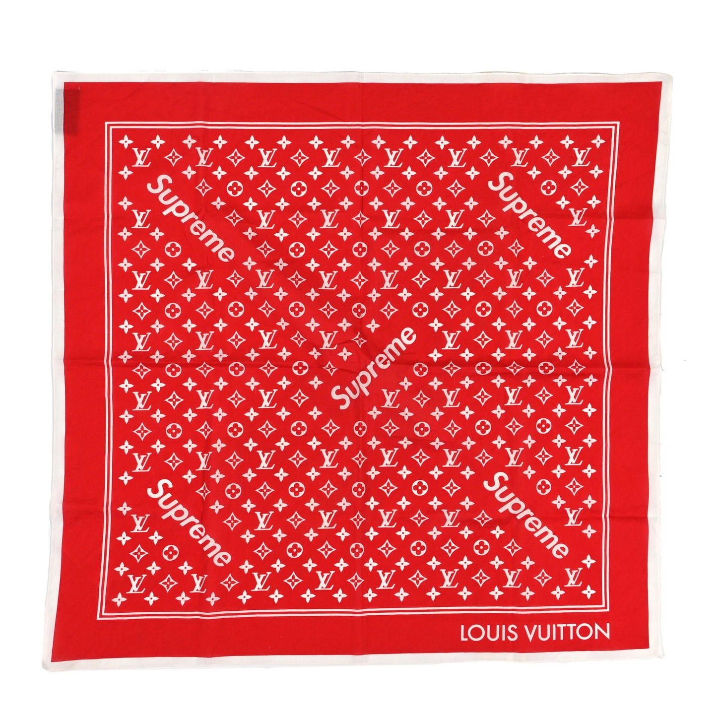 X SUPREME Cotton Monogram Bandana Scarf Red