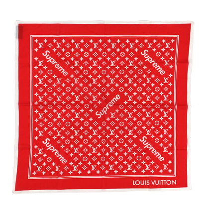 Louis Vuitton X SUPREME Cotton Monogram Bandana Scarf Red 1 of 3