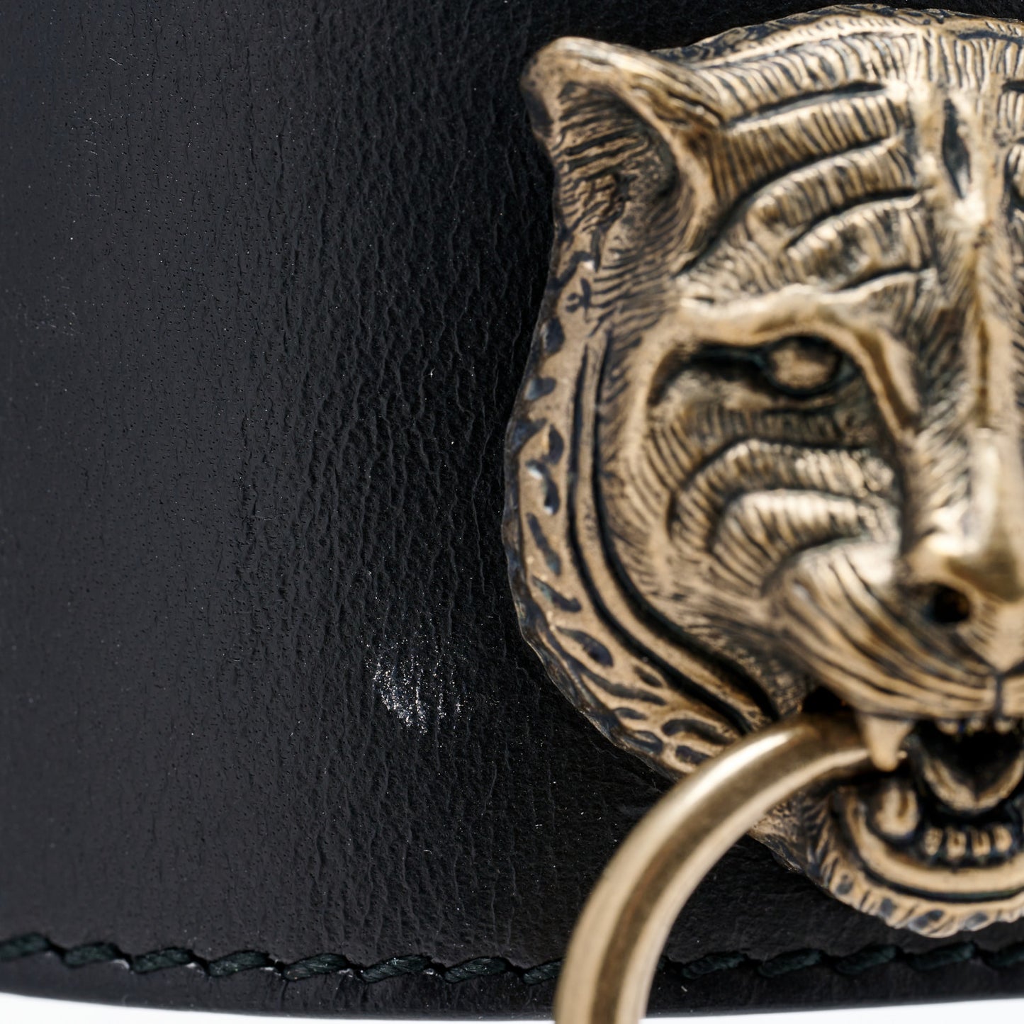 Calfskin Feline Head Choker Black