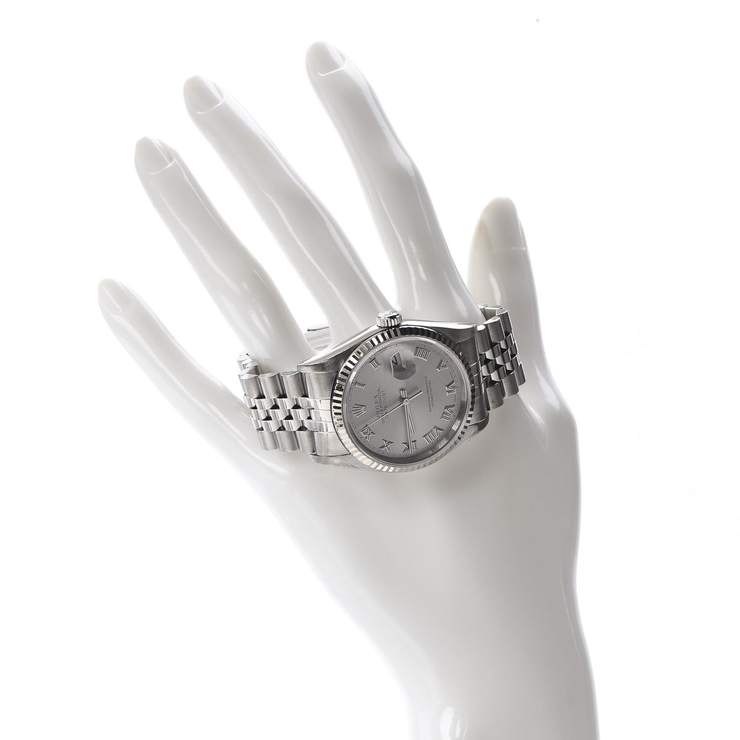 Stainless Steel 18K White Gold 36mm Oyster Perpetual Datejust Watch Silver 16234