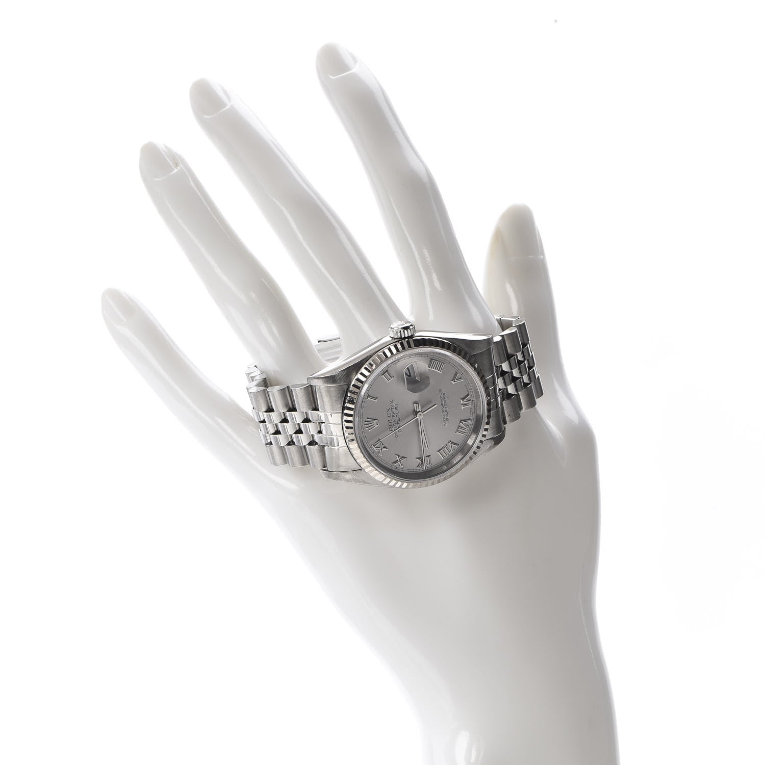 Rolex Stainless Steel 18K White Gold 36mm Oyster Perpetual Datejust Watch Silver 16234 2 of 8
