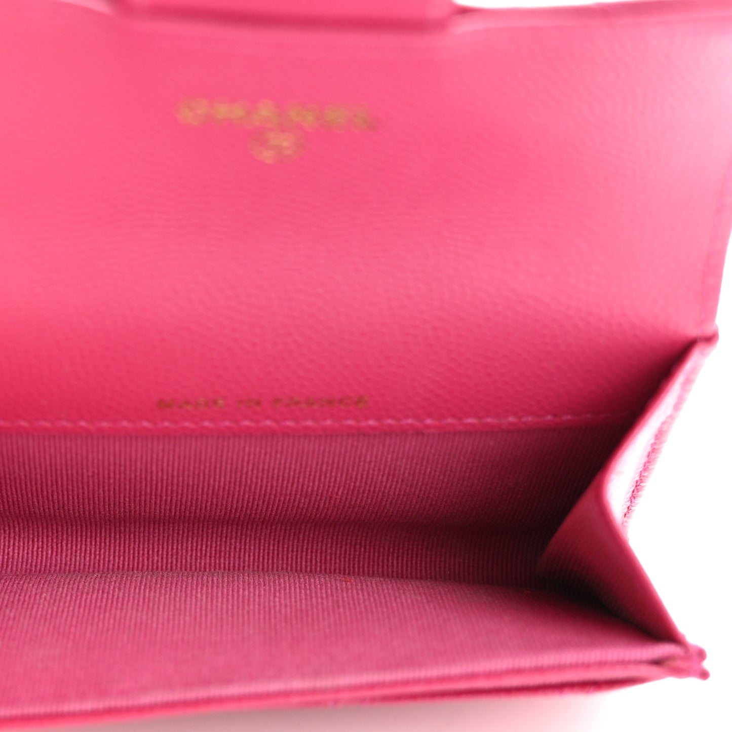 Caviar Quilted Flap Card Holder Wallet Dark Pink