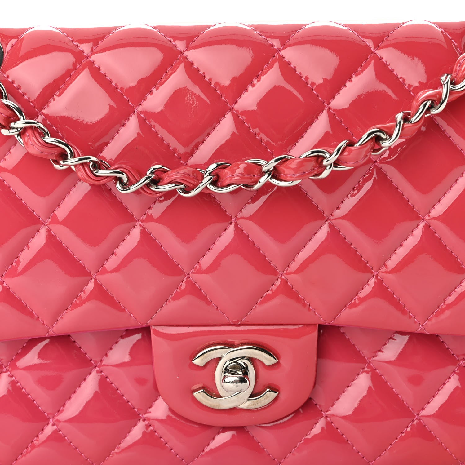 Chanel Patent Calfskin Quilted Medium Double Flap Pink 8 of 10