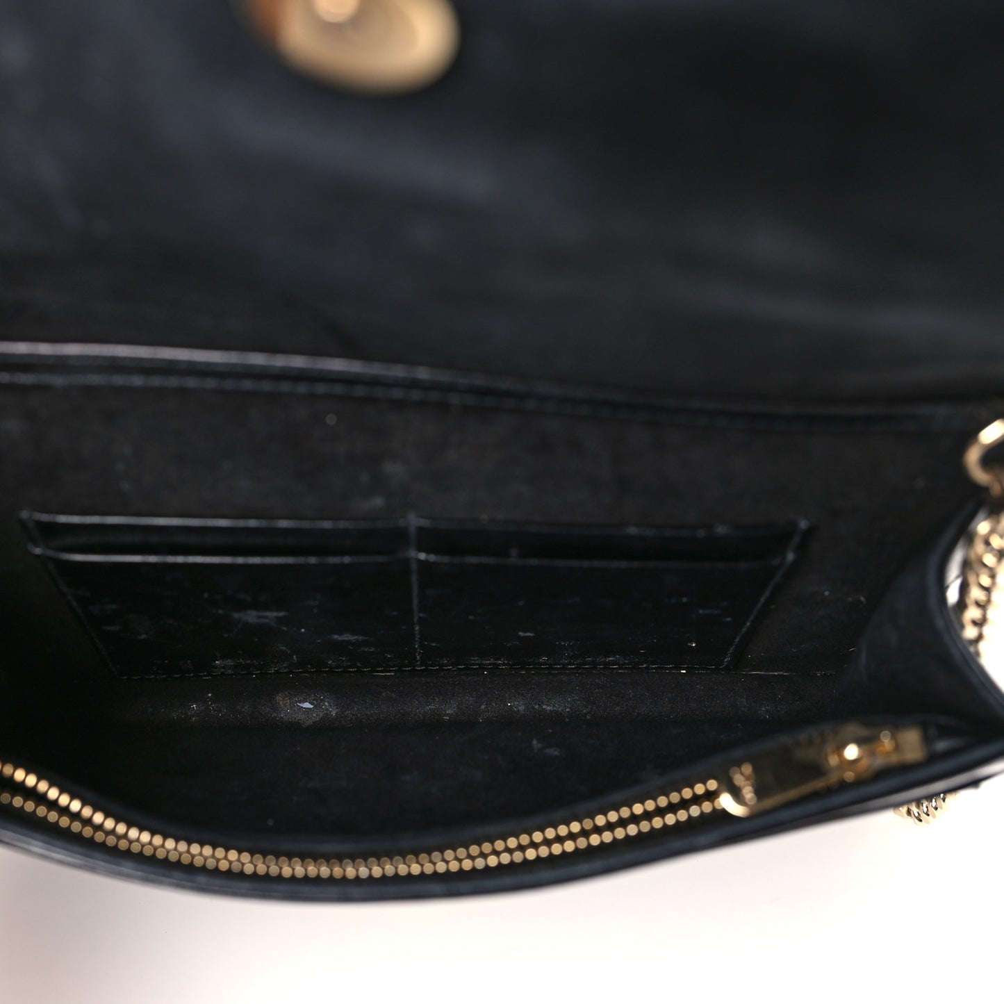 Crinkled Calfskin Diorama Wallet on Chain Pouch Black