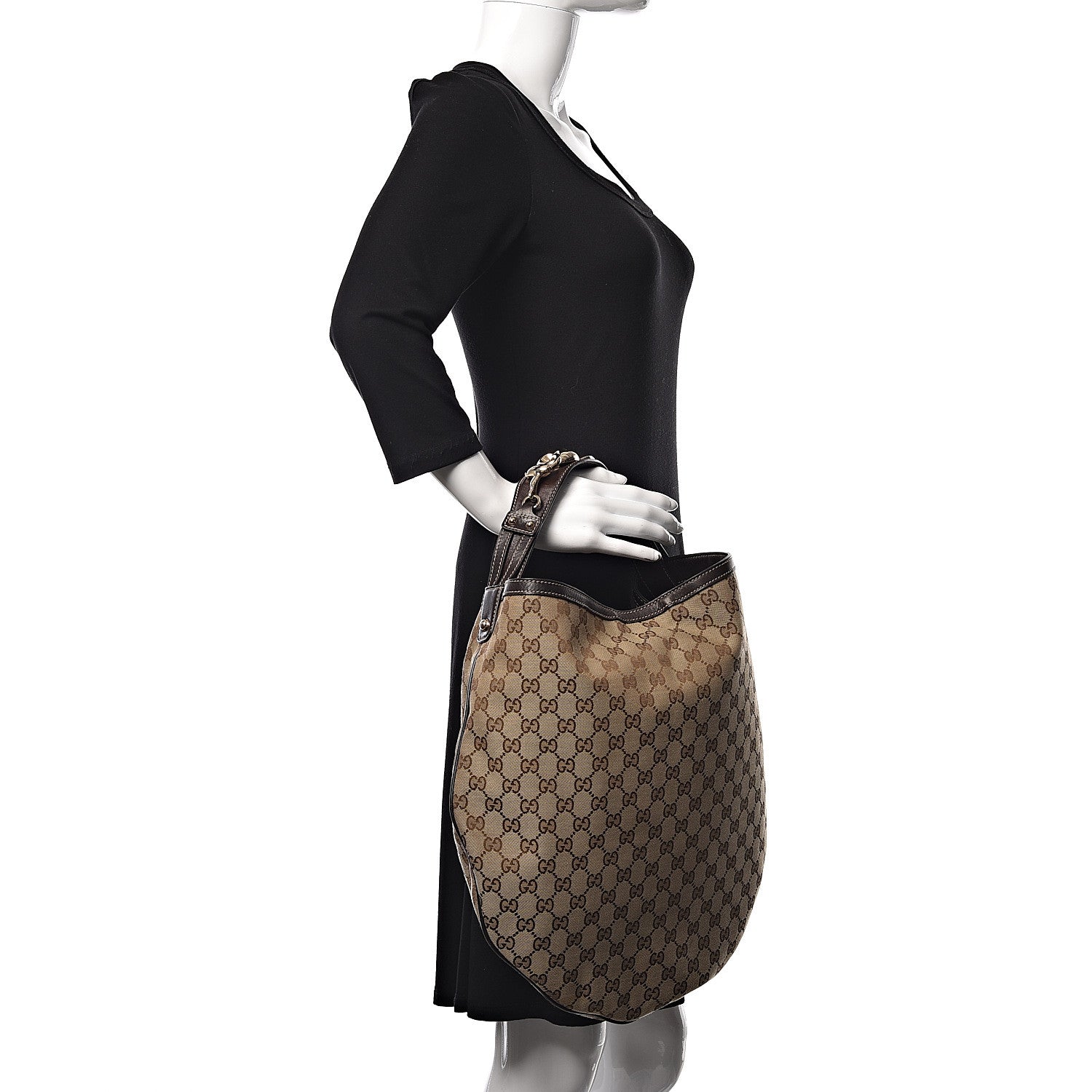 Gucci Monogram Large Wave Hobo Dark Brown 2 of 12