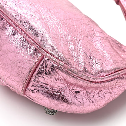 Balenciaga Metallic Agneau Arena Crystal Le Cagole Mini Purse With Chain Met Pink 16 of 16