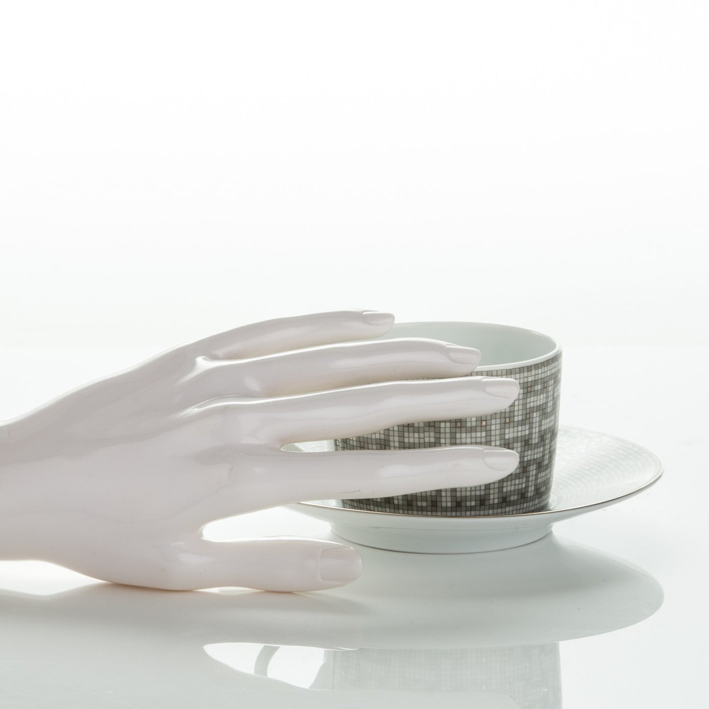 Porcelain Mosaique Au 24 Platine Tea Cup And Saucer Set Of 2