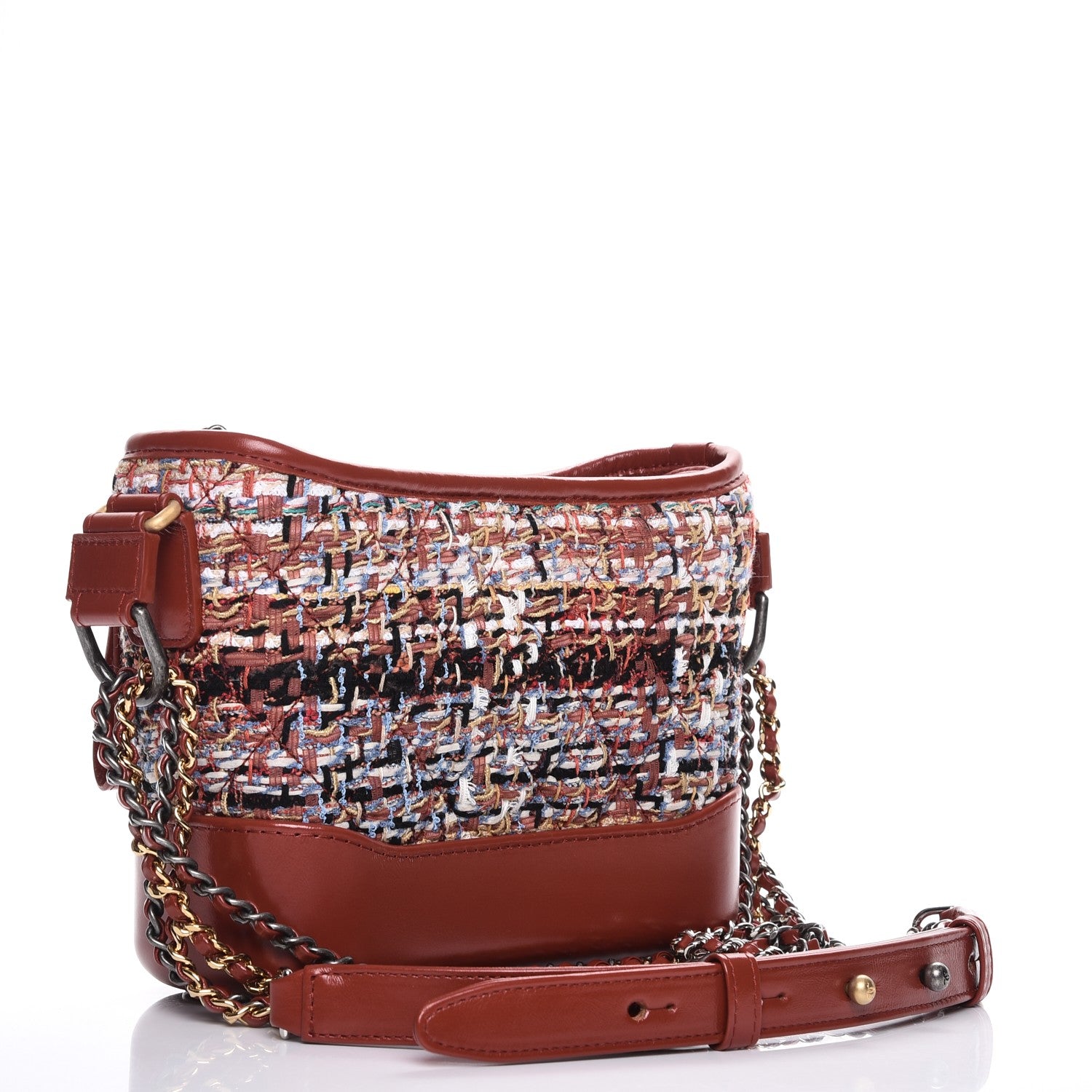 Chanel Tweed Calfskin Small Gabrielle Hobo Brown 3 of 8