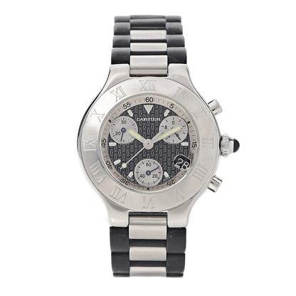 Cartier Stainless Steel Rubber 38mm Must 21 Chronoscaph Quartz Watch Black 1 of 6