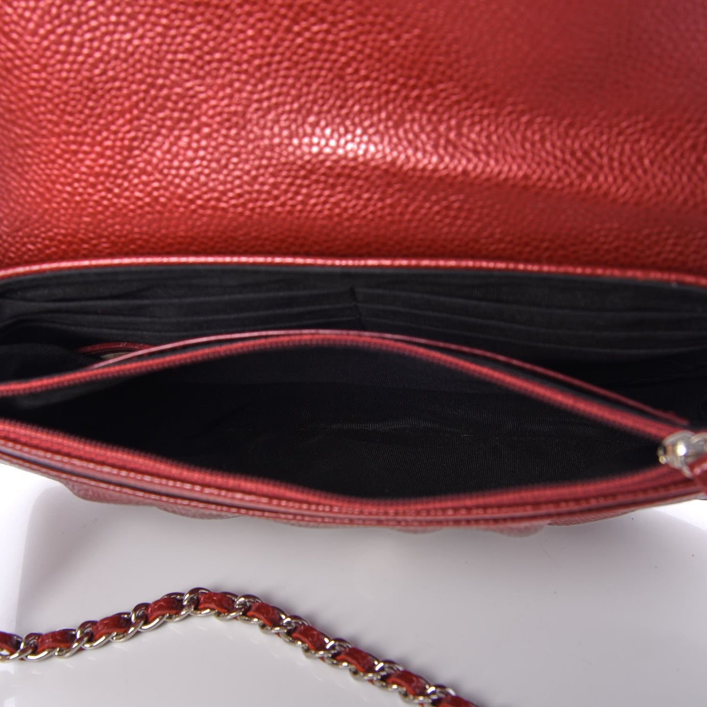 Caviar Half Moon Wallet On Chain WOC Dark Red