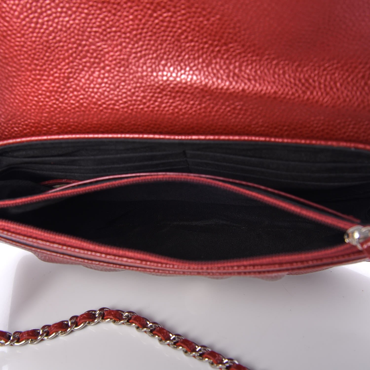 Chanel Caviar Half Moon Wallet On Chain WOC Dark Red 6 of 10