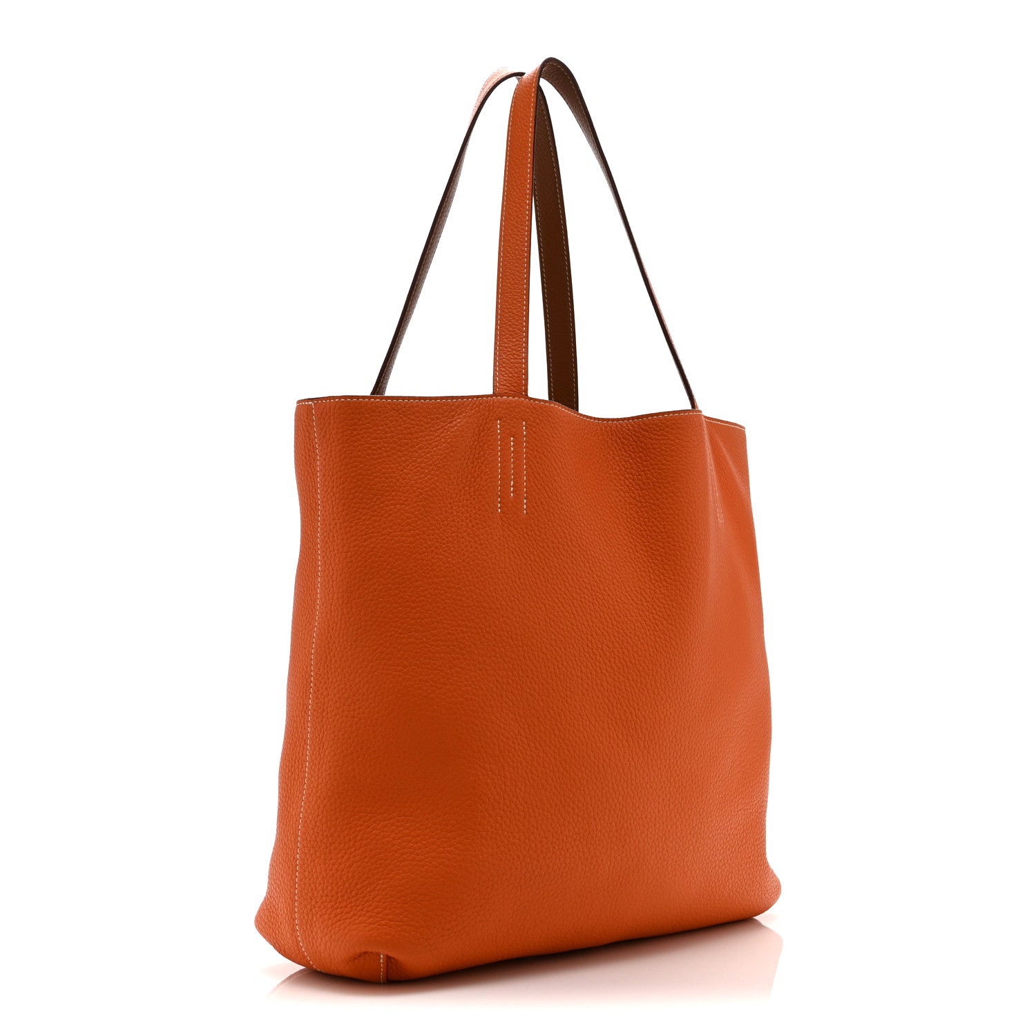 Hermes Taurillon Clemence Double Sens 45 Reversible Tote Orange Gold 4 of 21