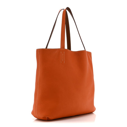 Hermes Taurillon Clemence Double Sens 45 Reversible Tote Orange Gold 4 of 21