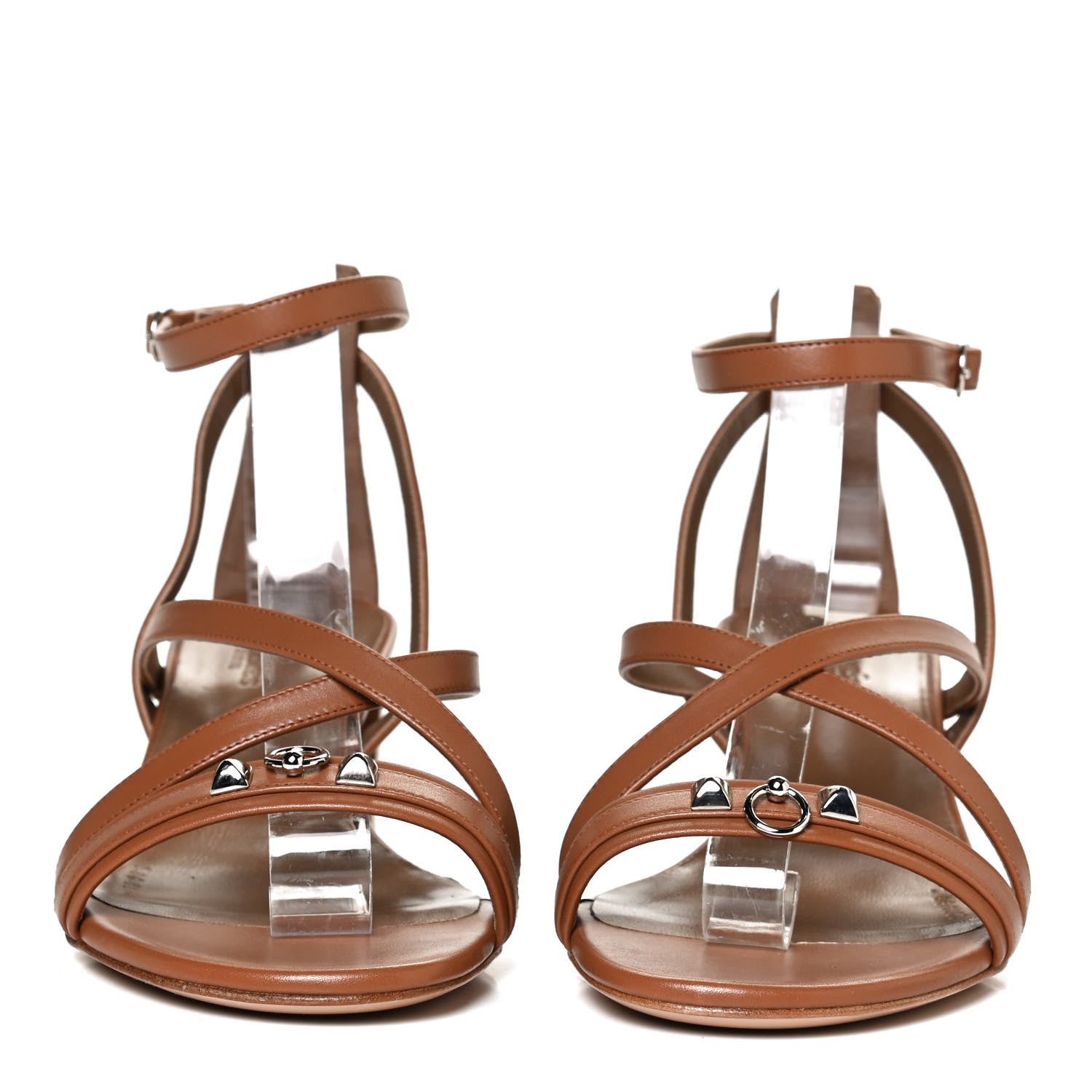 Hermes Calfskin Antinea Sandals 38.5 Marron Muscade 2 of 10
