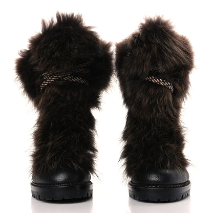 Christian Louboutin Grained Calfskin Raton Laveu Racoon Fur Fanny 70 Ankle Boots 38 Black 2 of 8