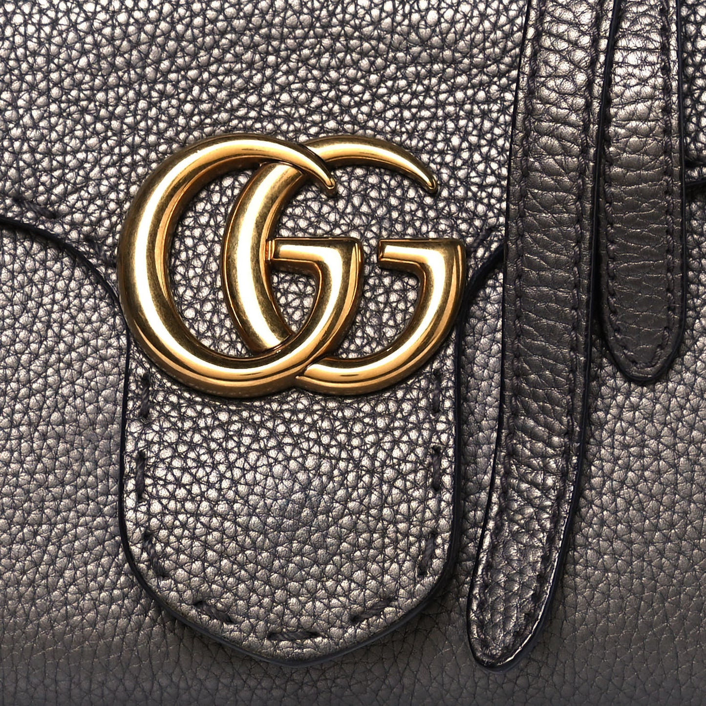 Calfskin Mini GG Marmont Top Handle Bag Pewter