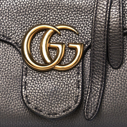 Gucci Calfskin Mini GG Marmont Top Handle Bag Pewter 7 of 12