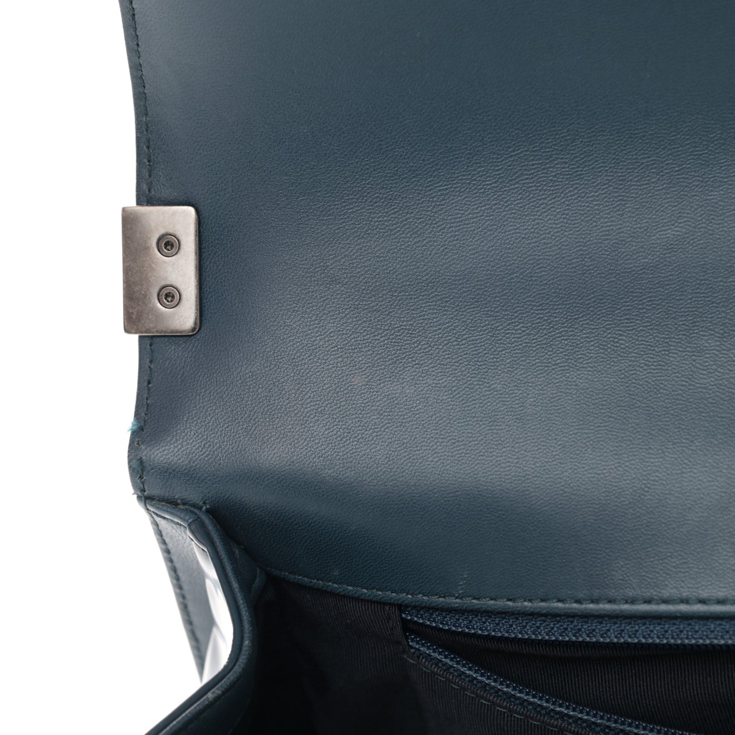 Glazed Calfskin New Medium Boy Flap Blue