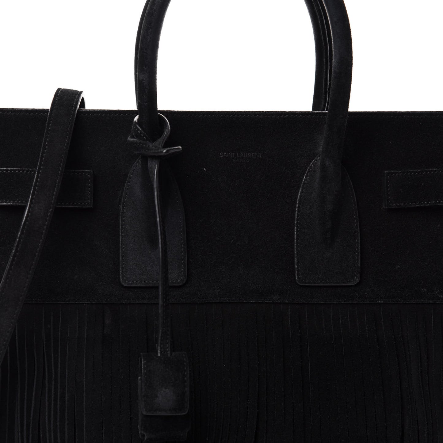 Suede Fringe Small Sac De Jour Black