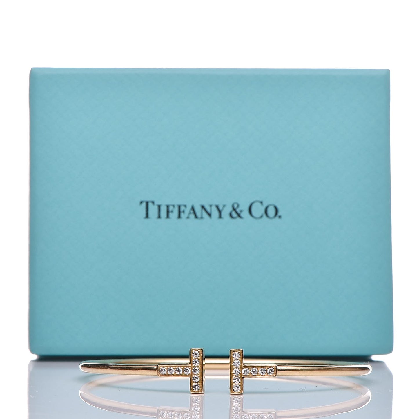 18K Yellow Gold Diamond T Wire Bracelet