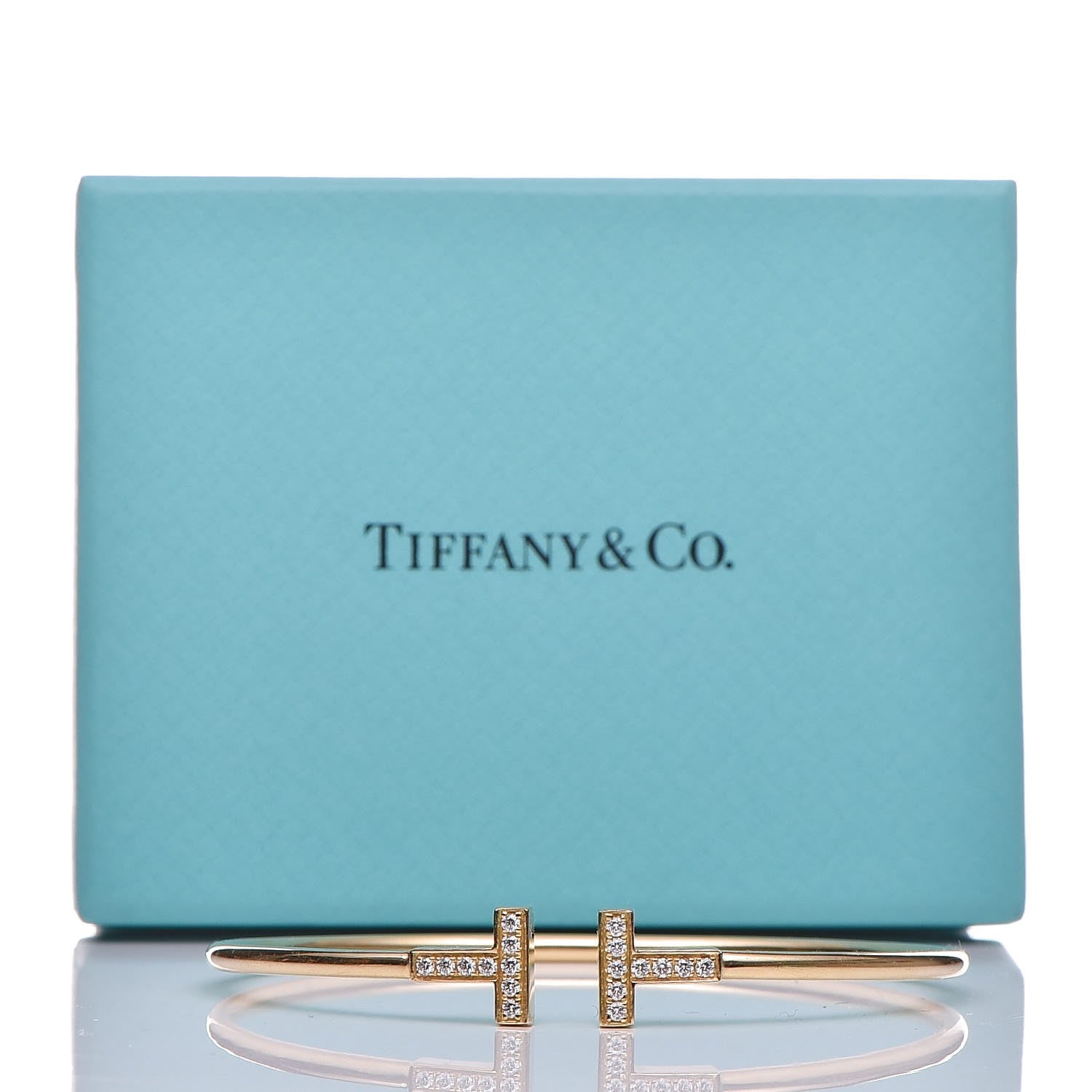 Tiffany 18K Yellow Gold Diamond T Wire Bracelet 7 of 7