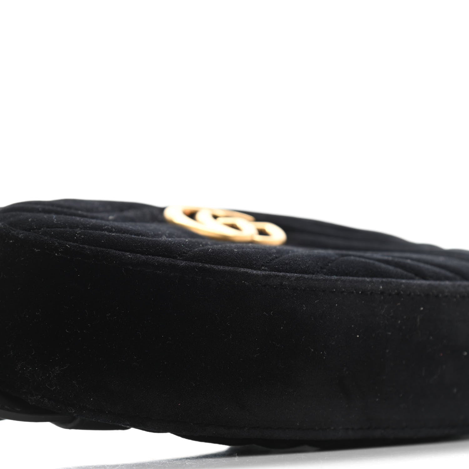 Gucci Velvet Matelasse GG Marmont Belt Bag 85 34 Black 10 of 11