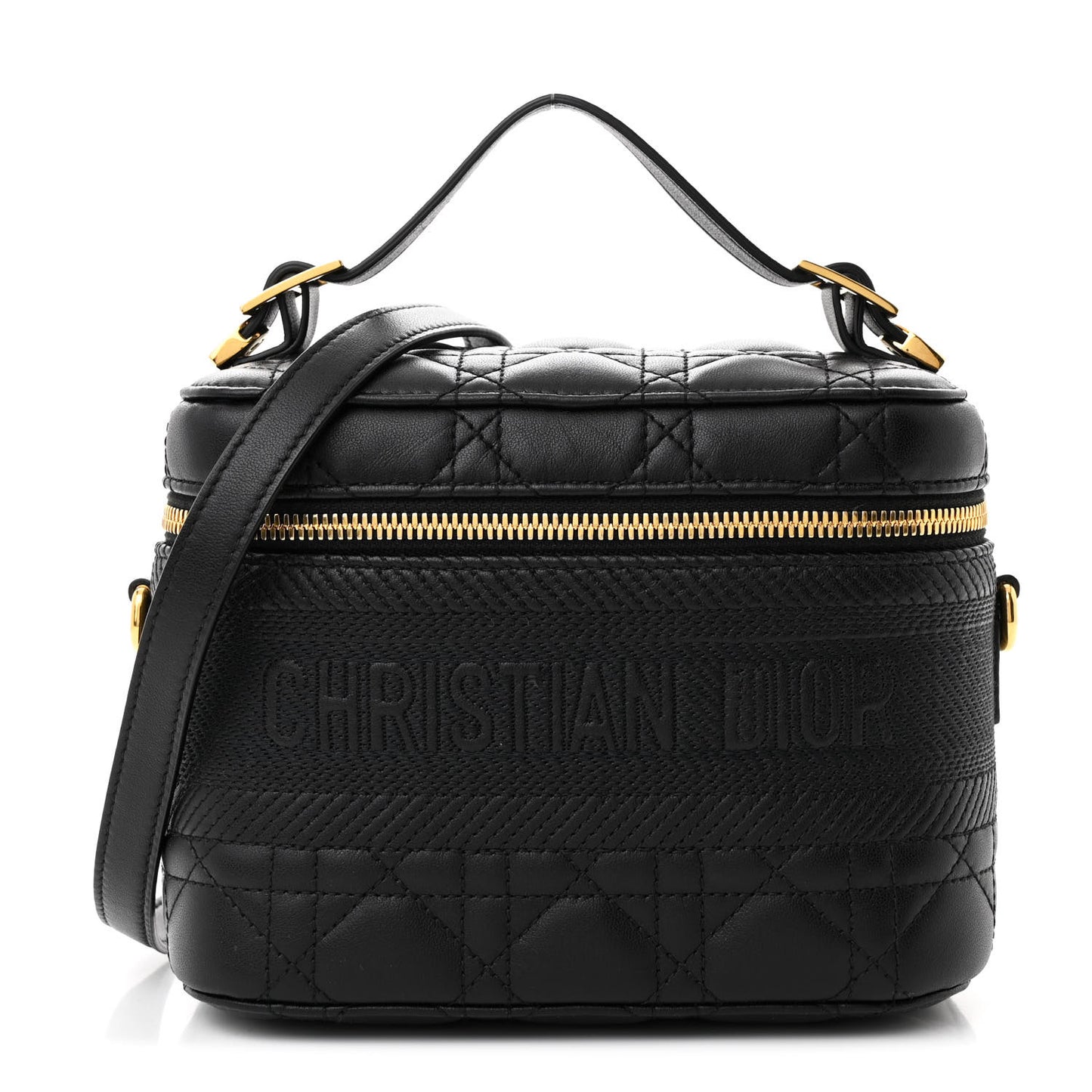 Lambskin Cannage Small Diortravel Vanity Case Black