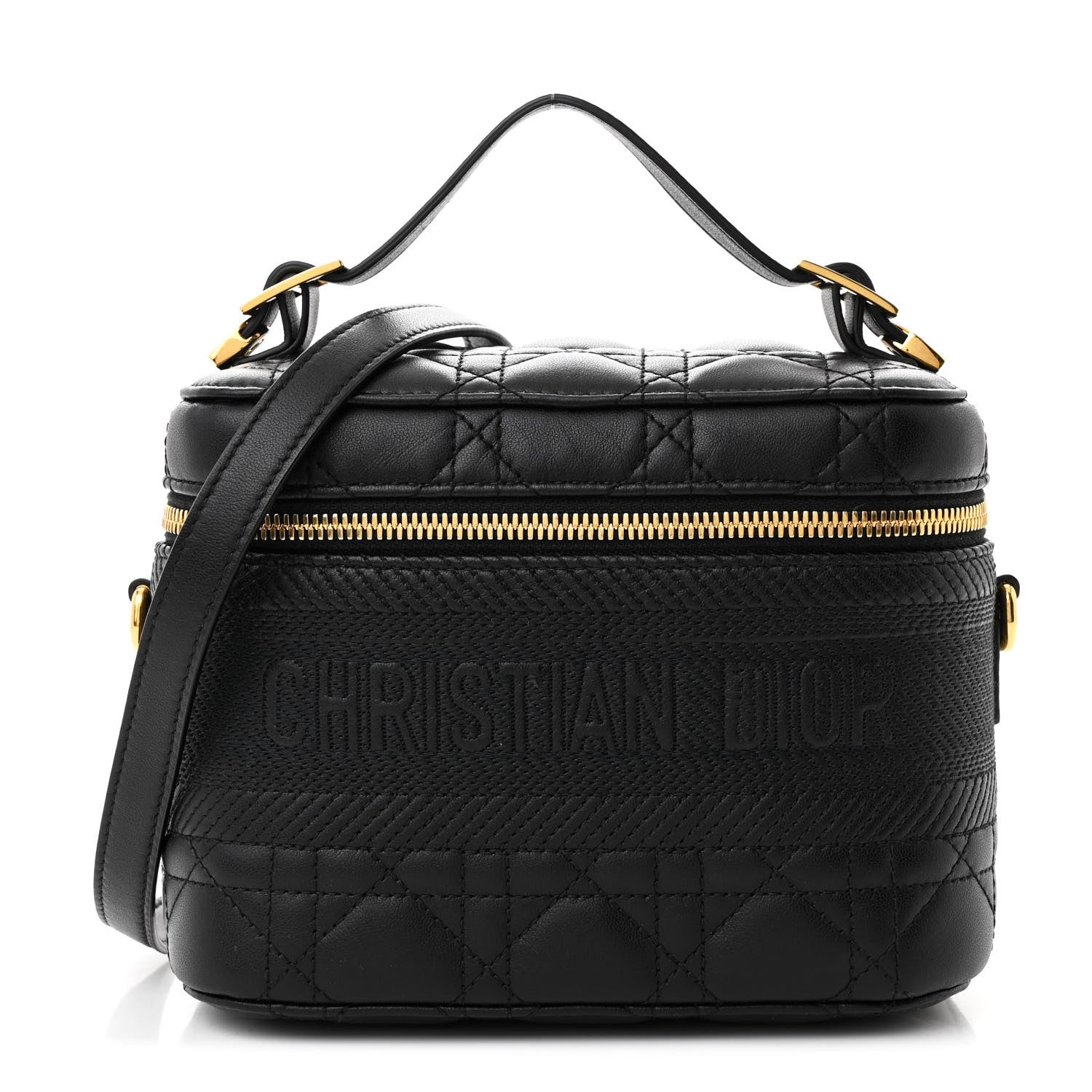 Christian Dior Lambskin Cannage Small Diortravel Vanity Case Black 1 of 12