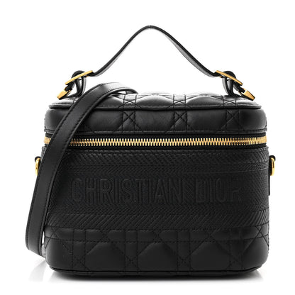 Christian Dior Lambskin Cannage Small Diortravel Vanity Case Black 1 of 12