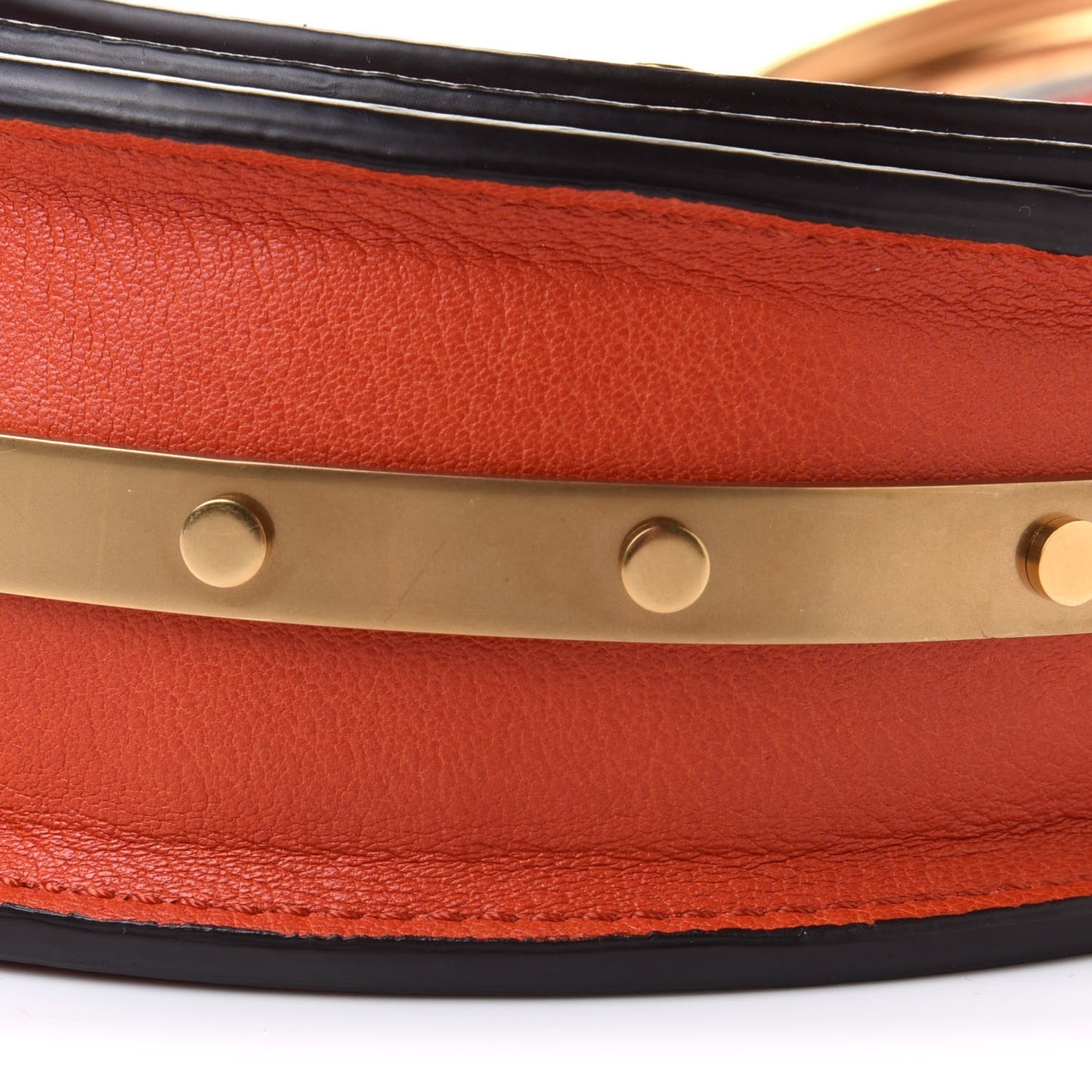 Calfskin Small Nile Bracelet Minaudiere Bag Sepia Red