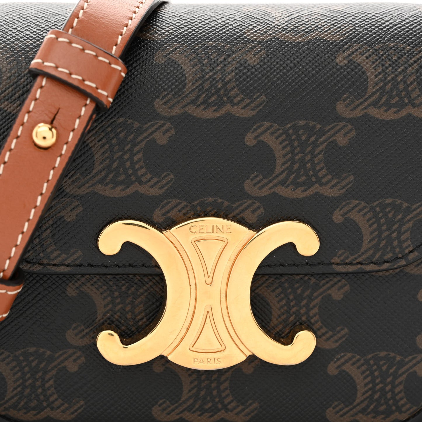 Triomphe Canvas Calfskin Mini Claude Tan