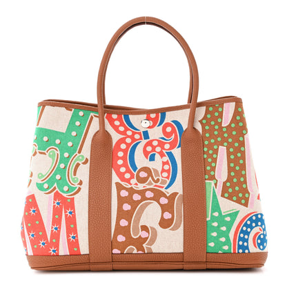 Hermes Toile Negonda H Plume Garden Party 36 MM Tote Capucine Ecru Gold 1 of 11