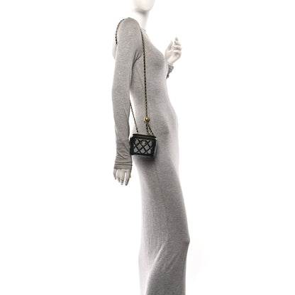 Chanel Lambskin Quilted Mini Pearl Crush Vanity Case With Chain Black 2 of 12