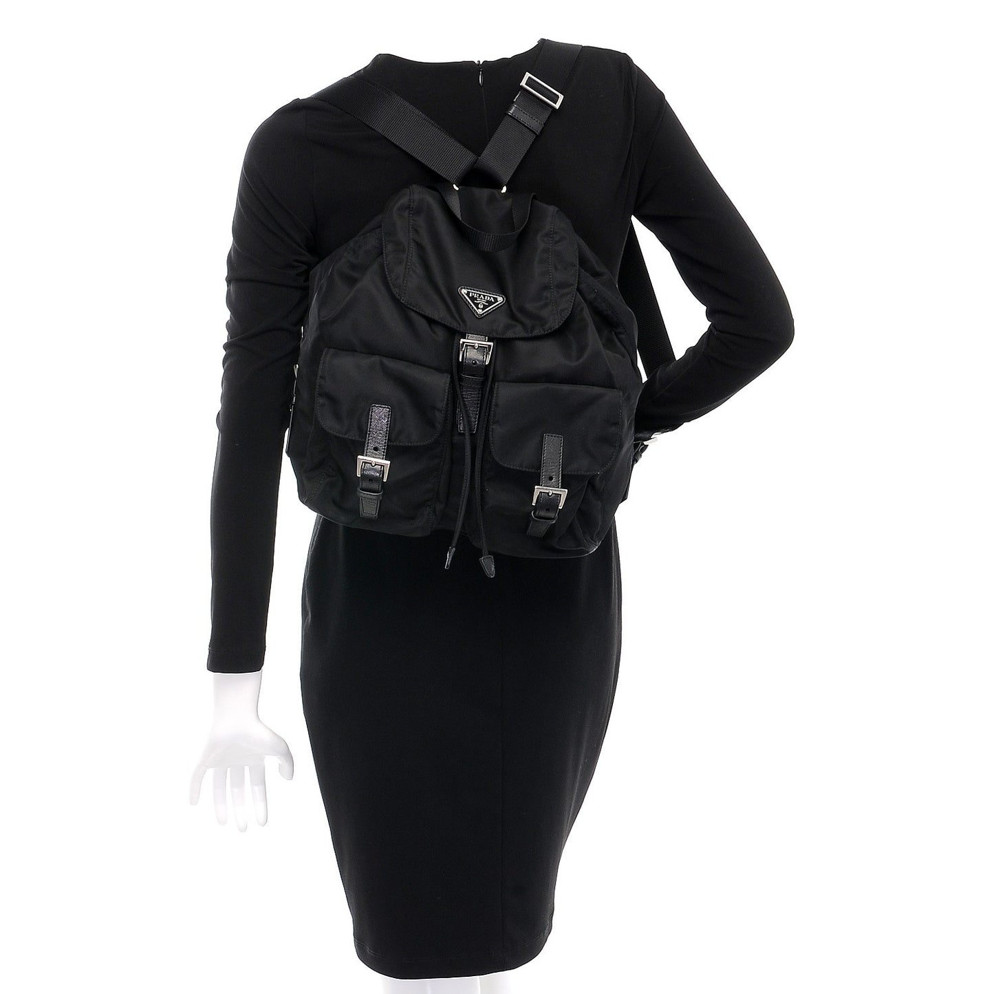 Tessuto Nylon Saffiano Vela Backpack Black