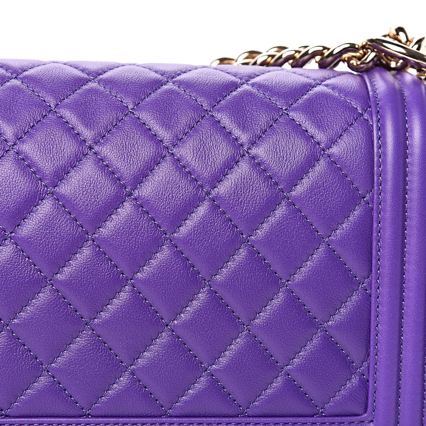 Calfskin Quilted Medium Boy Flap Purple