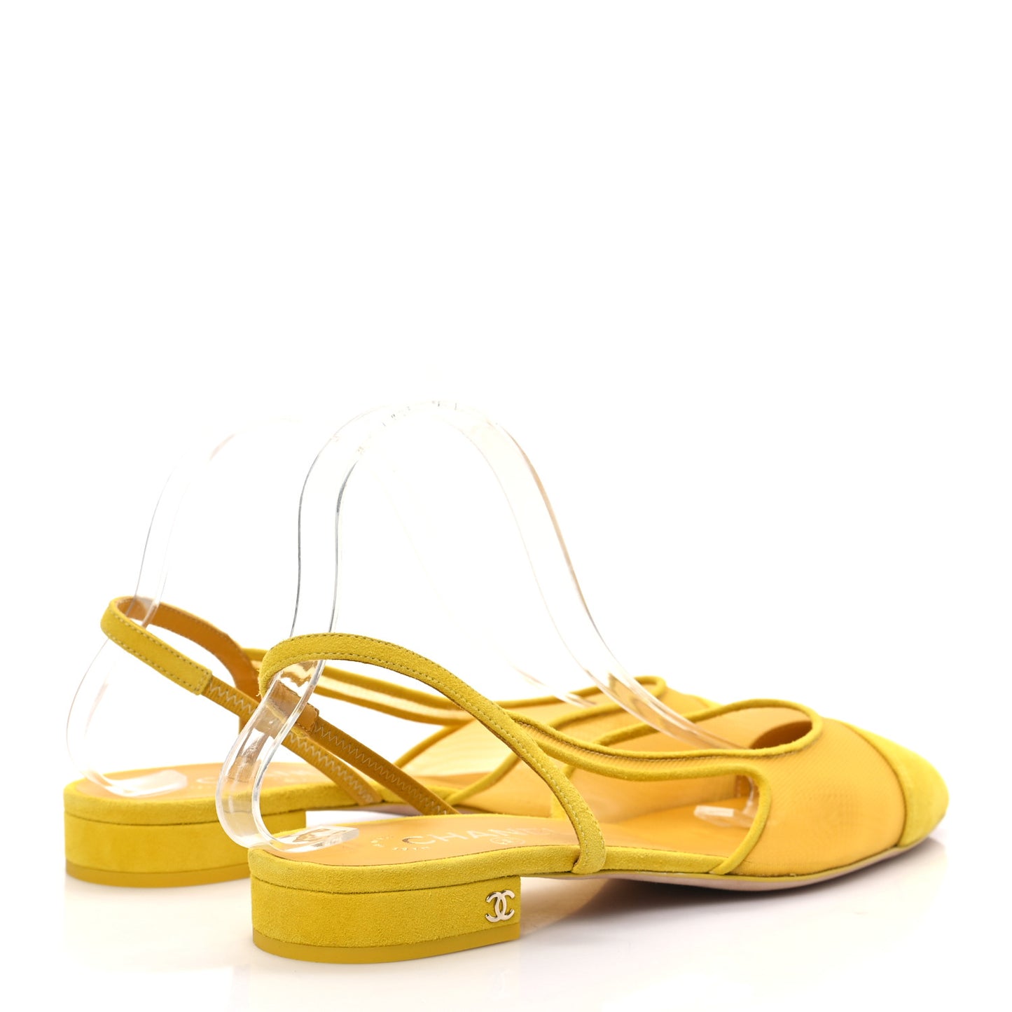 Mesh Suede Kidskin Cap Toe CC Slingback Flat 41 Yellow